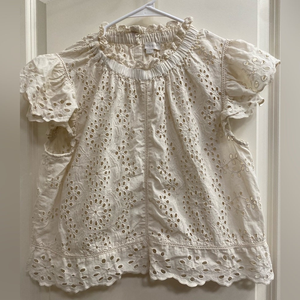 Elegant Cream Eyelet Blouse